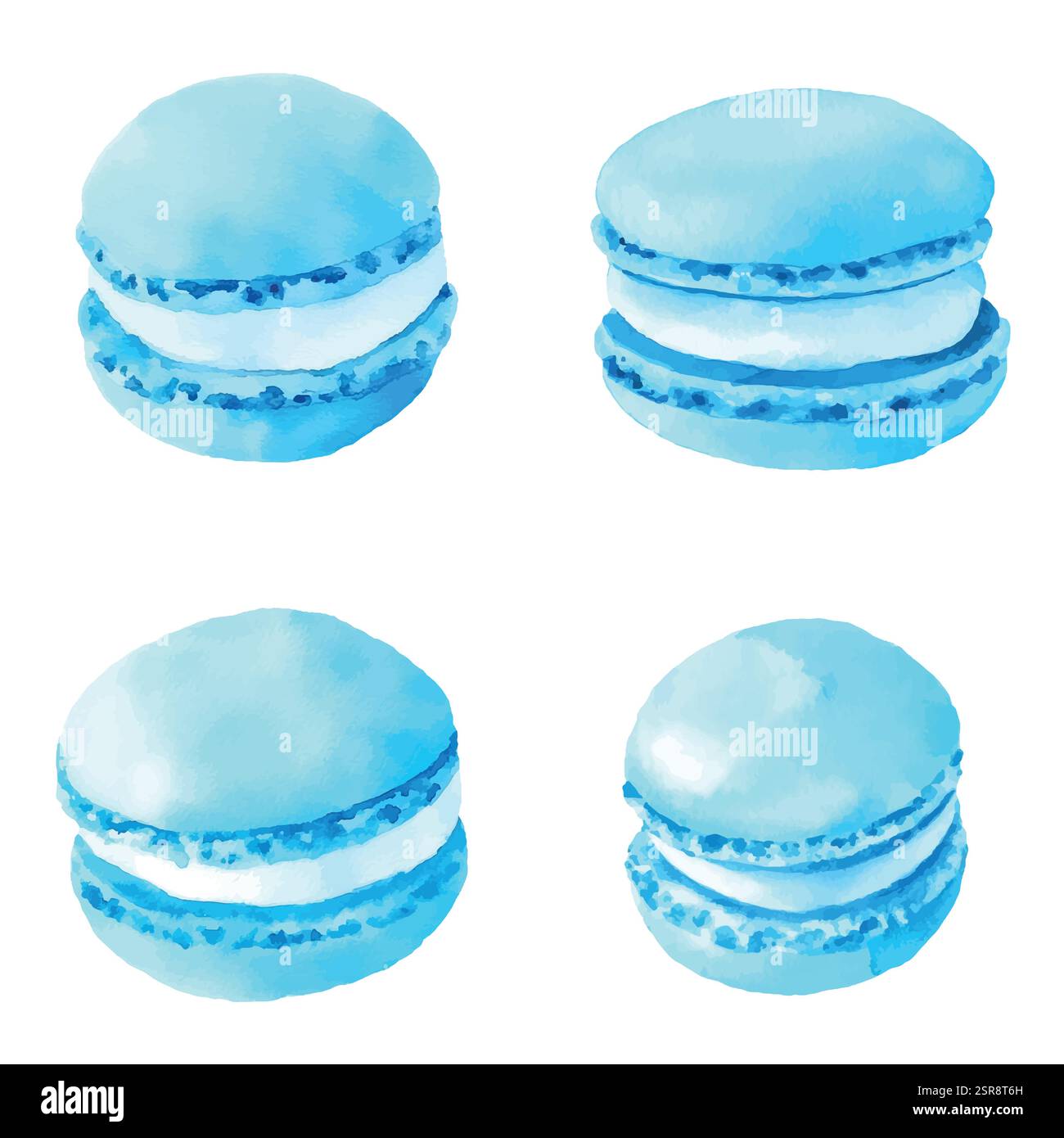 Immagine ad acquerello disegnata a mano della collezione Macaron disegnata a mano ad acquerello tracciata e vettorizzata. L'illustrazione è perfetta per Illustrazione Vettoriale