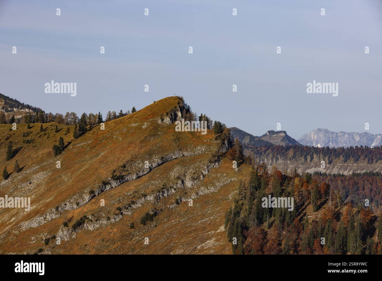 Vista dal Windkogel al Wieslerhorn, Postalm, Osterhorn, Salzkammergut, Salisburgo, Austria, Europa Foto Stock
