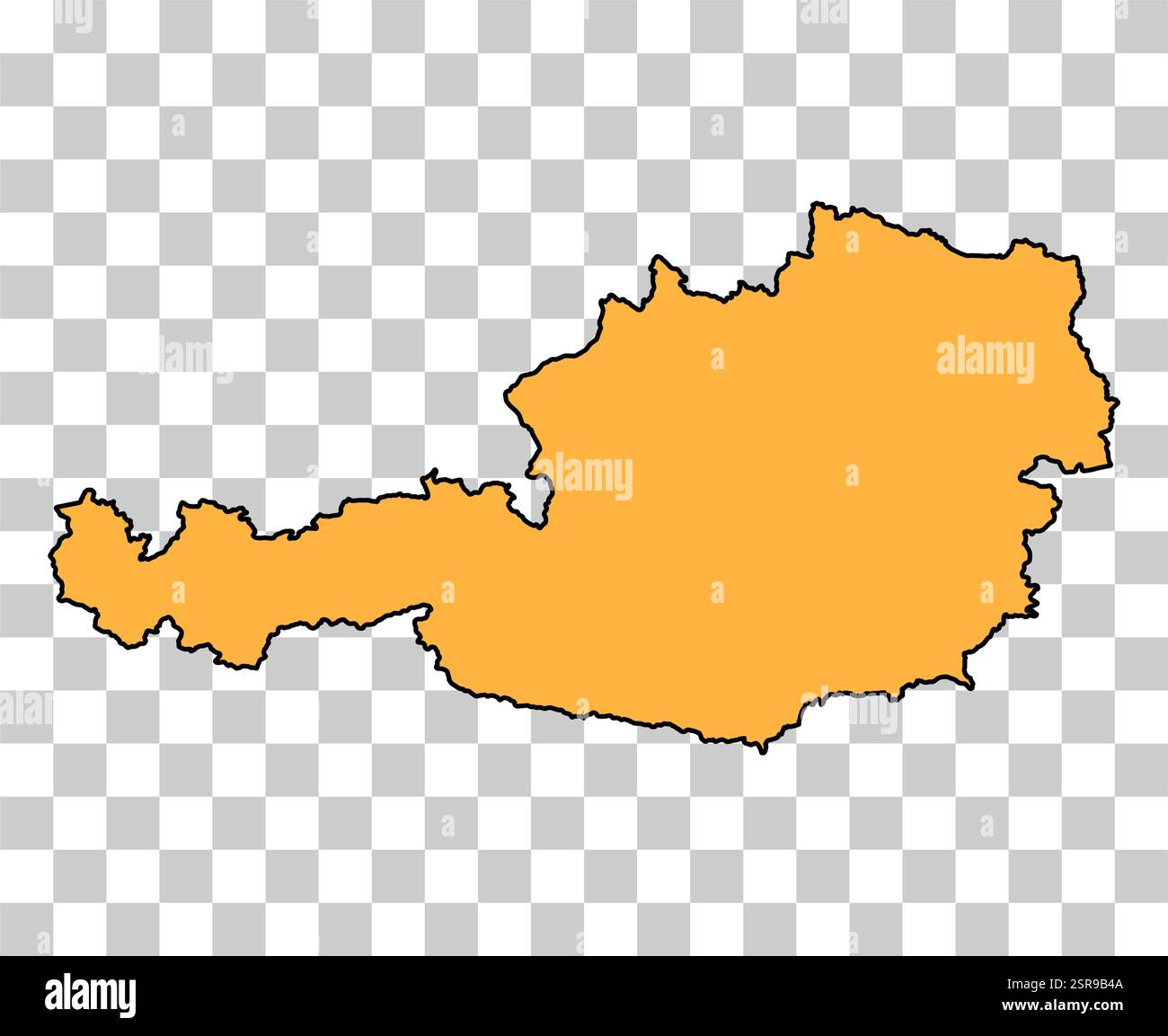 Forma del simbolo della mappa in Austria, icona del concetto del nastro di viaggio, simbolo illustrazione vettoriale . Illustrazione Vettoriale