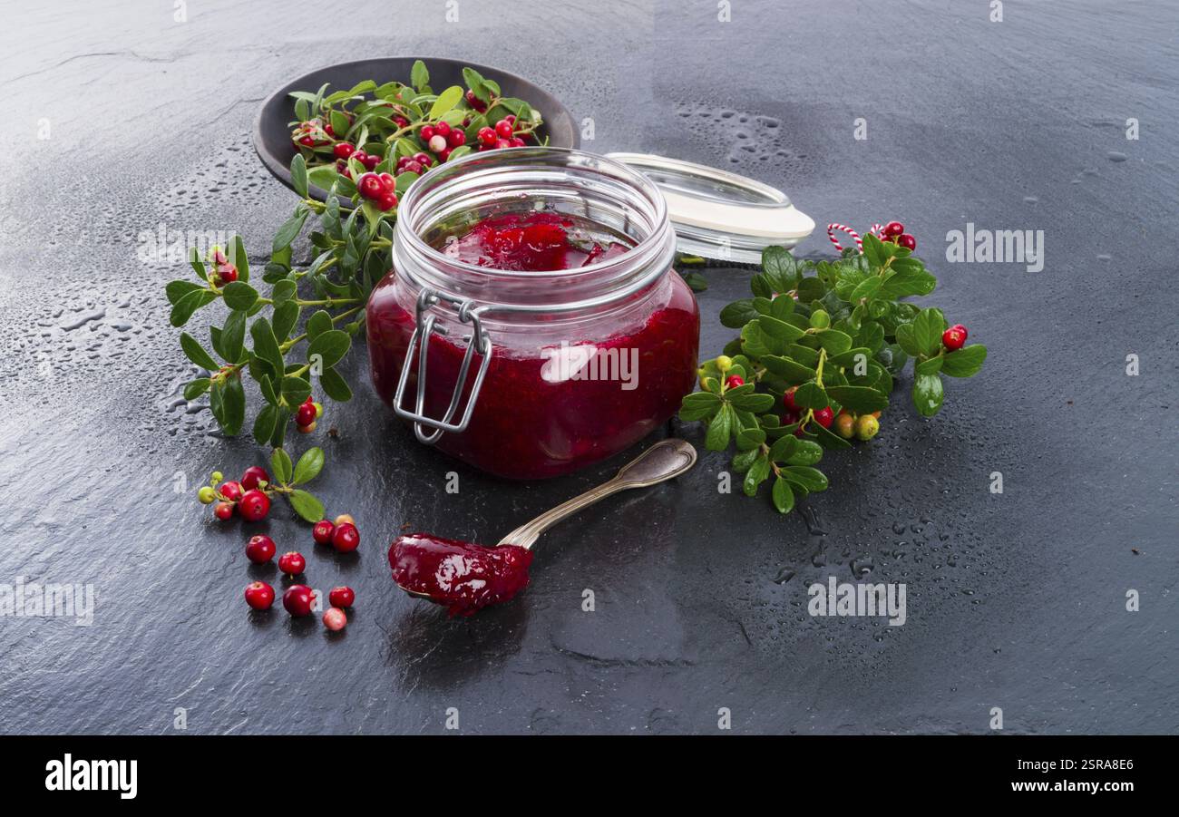 Marmellata di mirtilli rossi Foto Stock