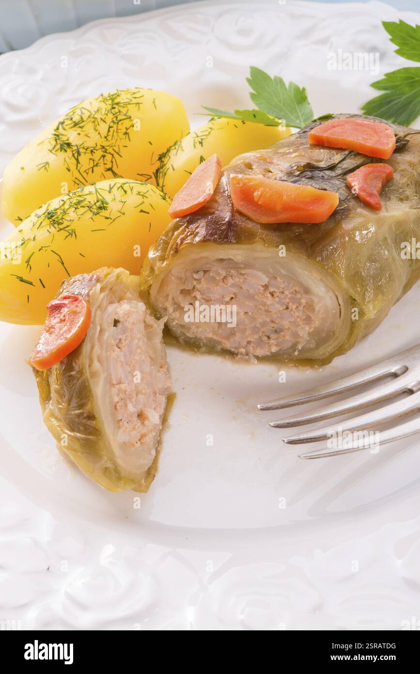 Cotta involtini di cavolo Foto Stock