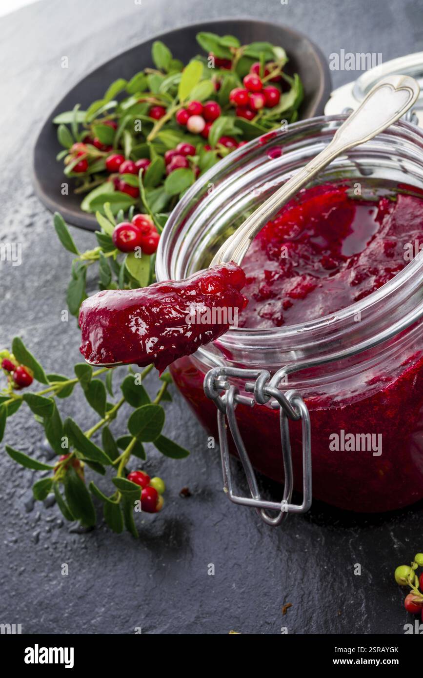 Marmellata di mirtilli rossi Foto Stock