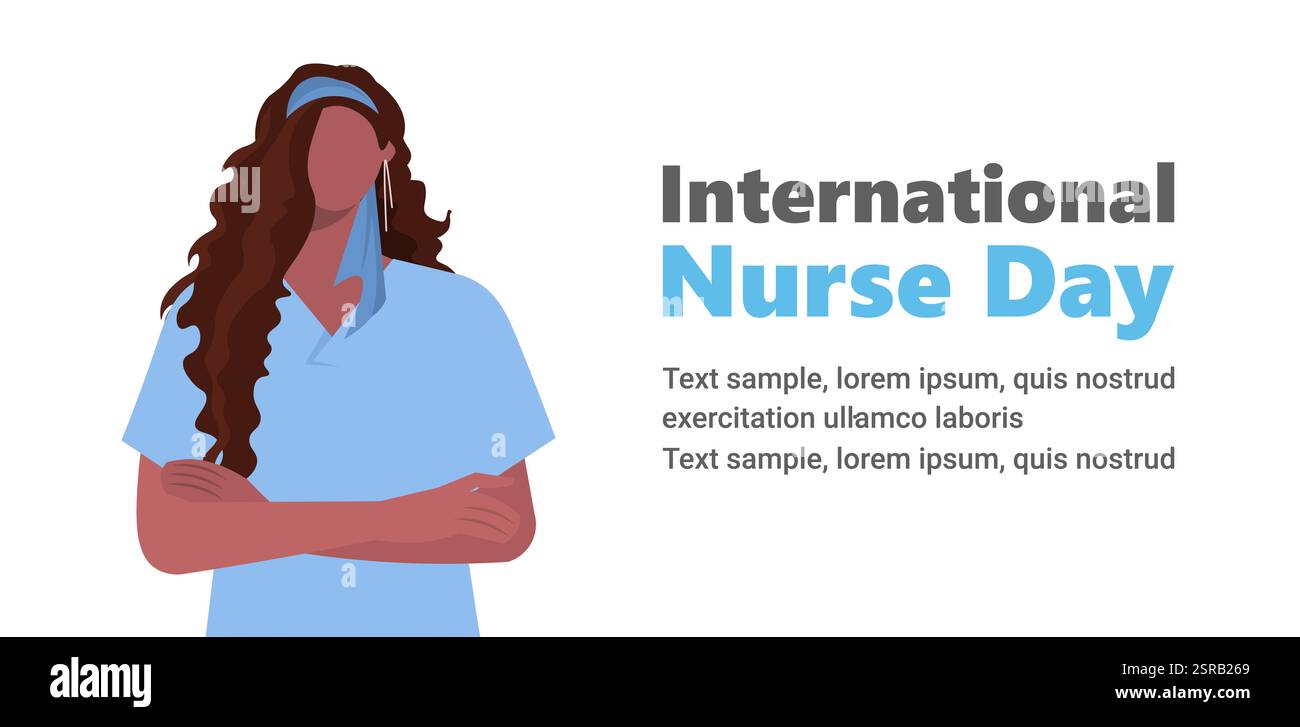 Il 12 maggio è la giornata internazionale degli infermieri. Giovane donna afroamericana infermiera in uniforme medica in piedi con le braccia piegate sul petto su sfondo bianco. Foto Stock