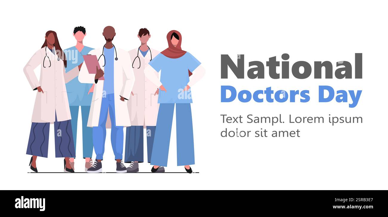Giornata nazionale dei medici. Professionista di medici, infermieri e personale medico team. Illustrazione vettoriale non generata ai Foto Stock