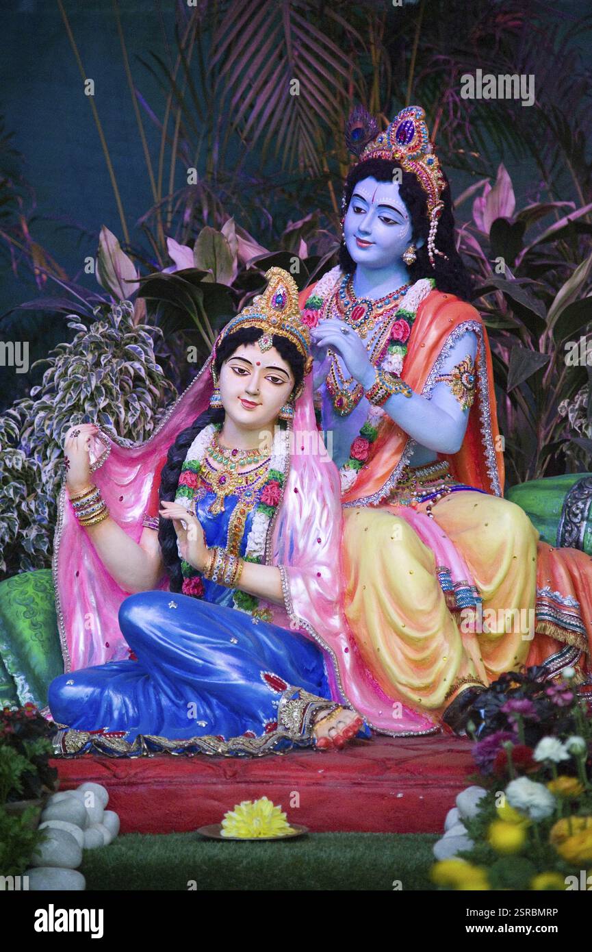 Radha Krishna, prem mandir, mathura, Uttar Pradesh, India, Asia Foto Stock