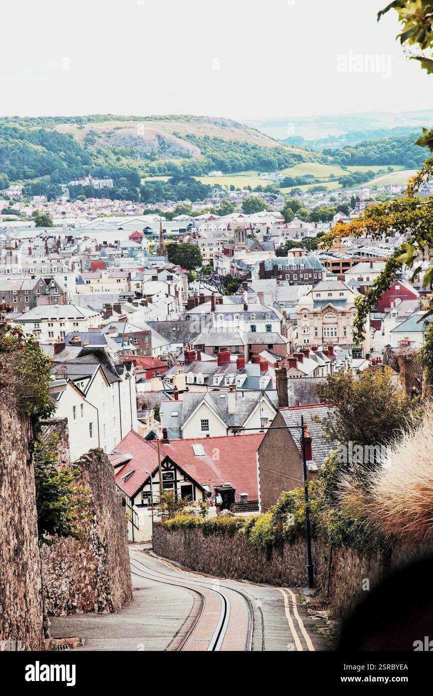 City Aerial, Llandudno, Galles, Regno Unito, Regno Unito, Europa Foto Stock