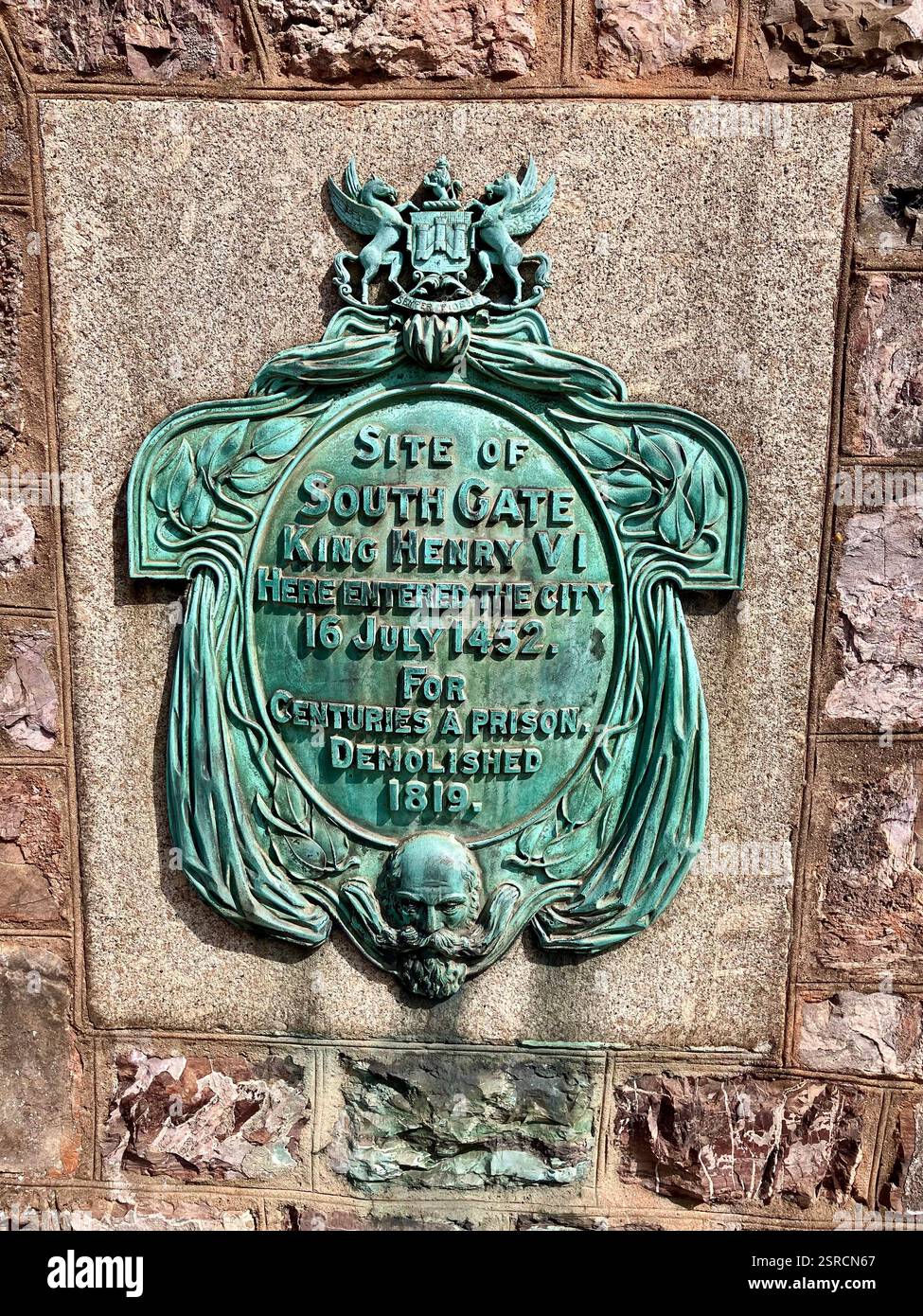 Il sito di South Gate, Exeter per secoli una prigione demolita nel 1819 - Immagine stock catturata con smartphone
