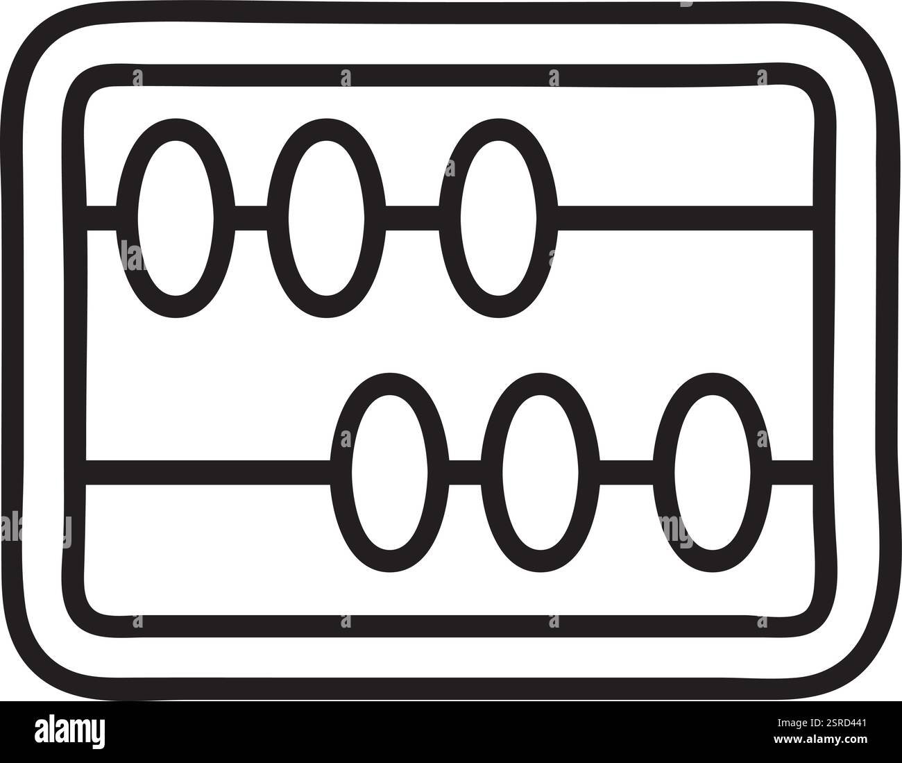 Illustrazione semplice e minima di un abaco, uno strumento di calcolo tradizionale utilizzato per l'apprendimento e il conteggio, che rappresenta l'istruzione, la matematica e la storia Illustrazione Vettoriale
