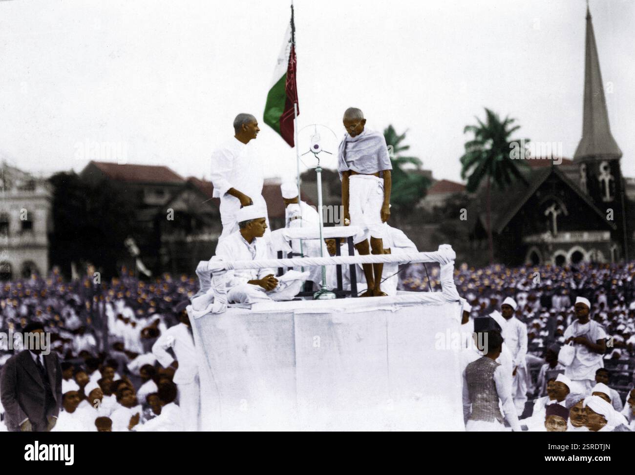 Mahatma Gandhi durante una riunione, Bombay, Maharashtra, India, Asia, 28 agosto 1931, Asia Foto Stock