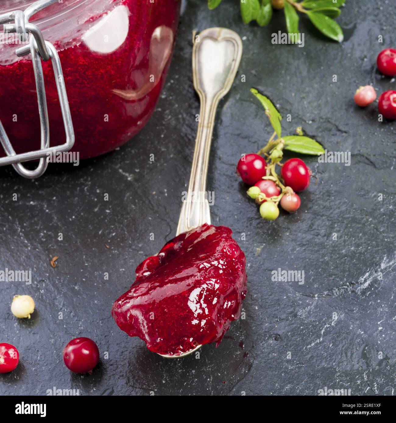 Marmellata di mirtilli rossi Foto Stock