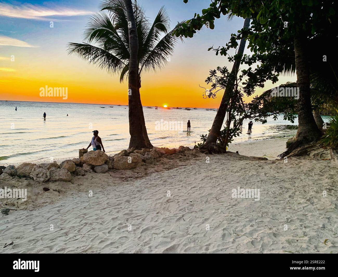 Tramonto sulla spiaggia Foto Stock