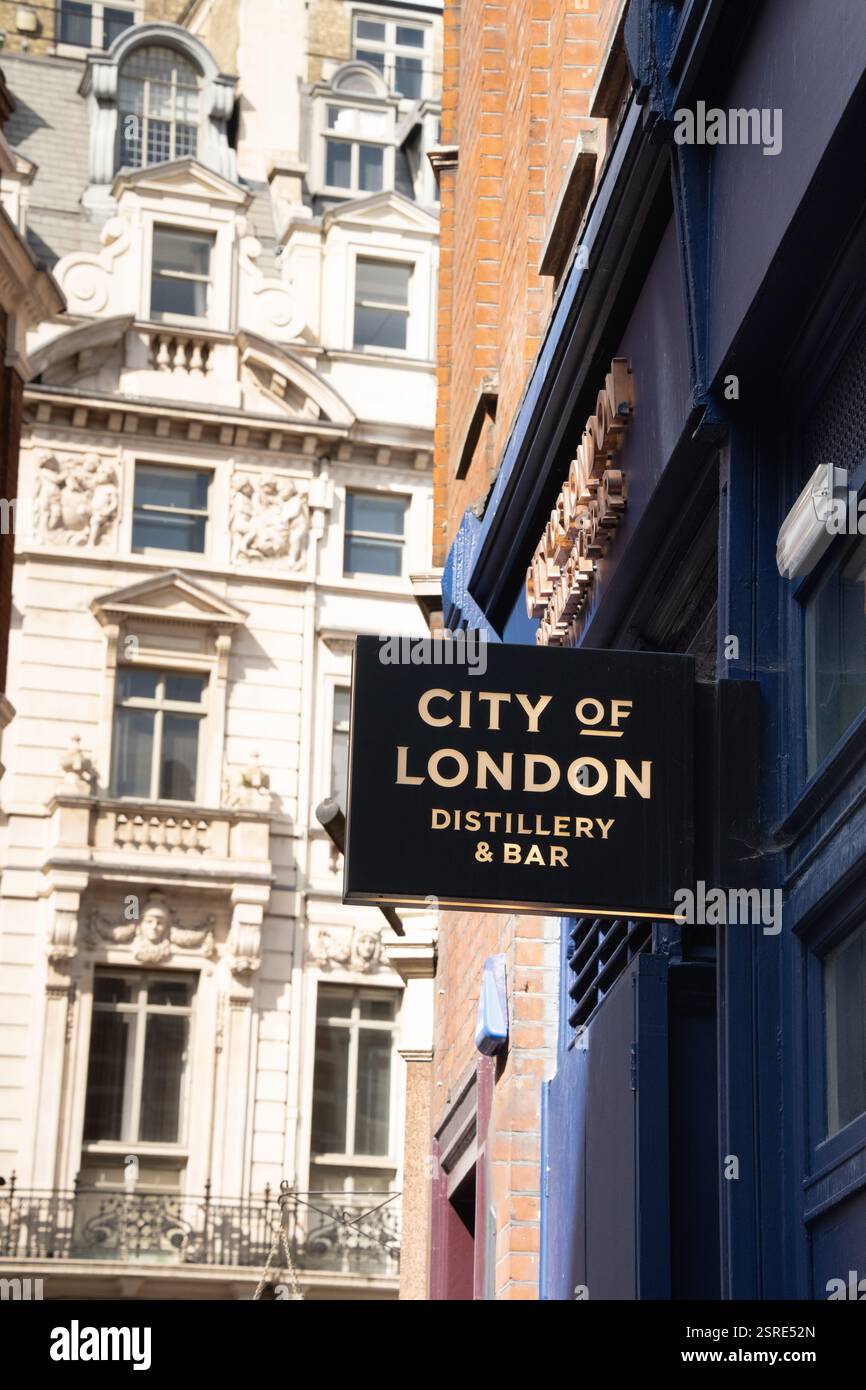 Cartello City of London Distillery & Bar. Stabilimento commerciale. Distilleria Whitley Neill Foto Stock