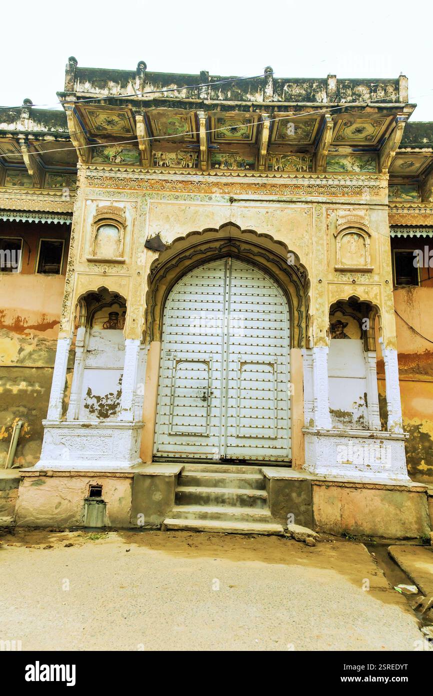 Vecchio Haveli ingresso, Nawalgarh, Shekhawati, Rajasthan, India, Asia Foto Stock