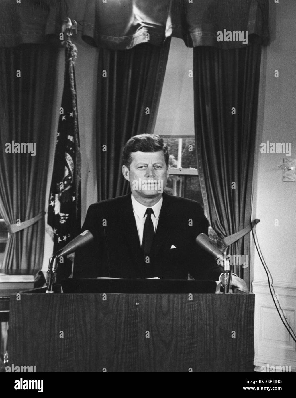 Il presidente John F. Kennedy si rivolge agli americani sullo stato dell'economia nazionale. Data: 13 agosto 1962 Foto Stock