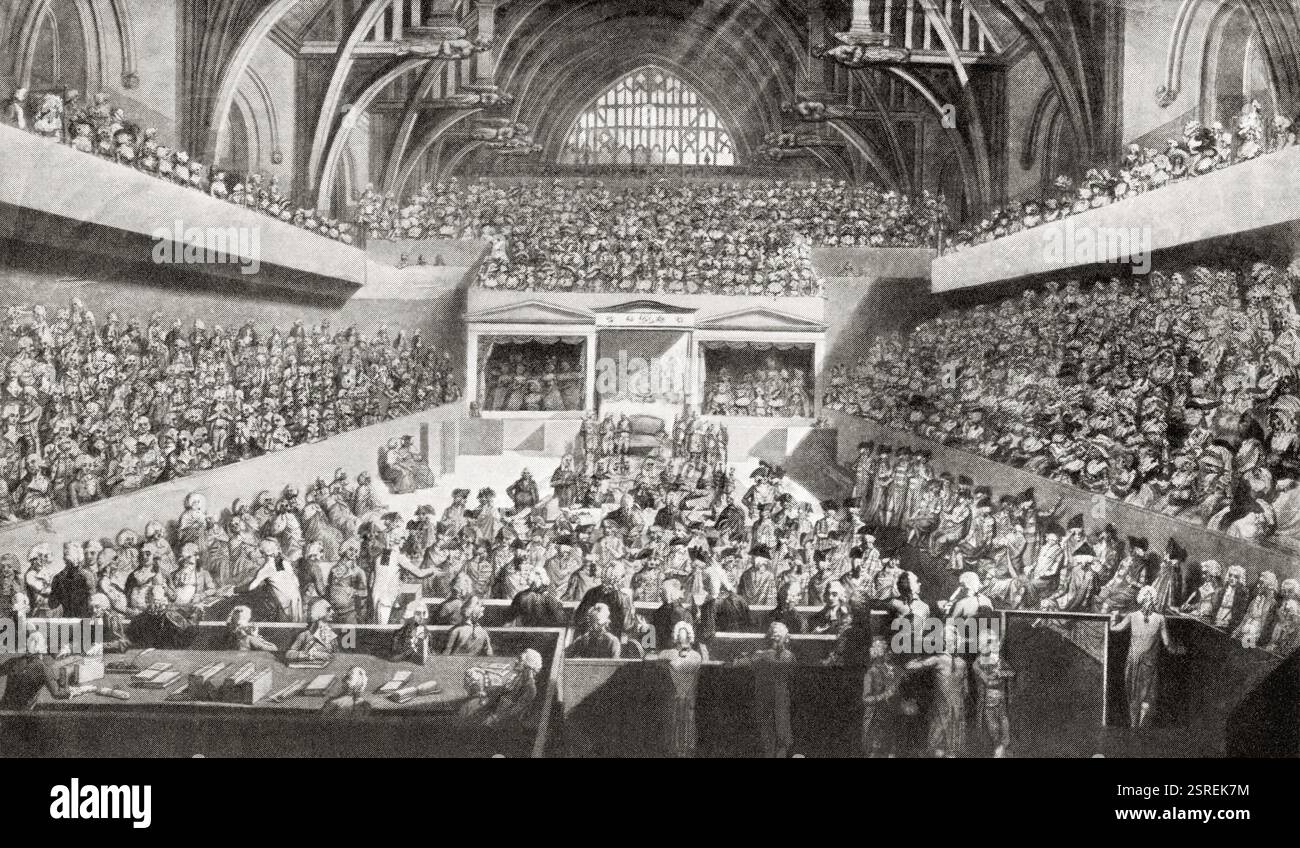 Processo contro Warren Hastings, 1788 anni, accusato di corruzione e accusato nel 1787 Foto Stock