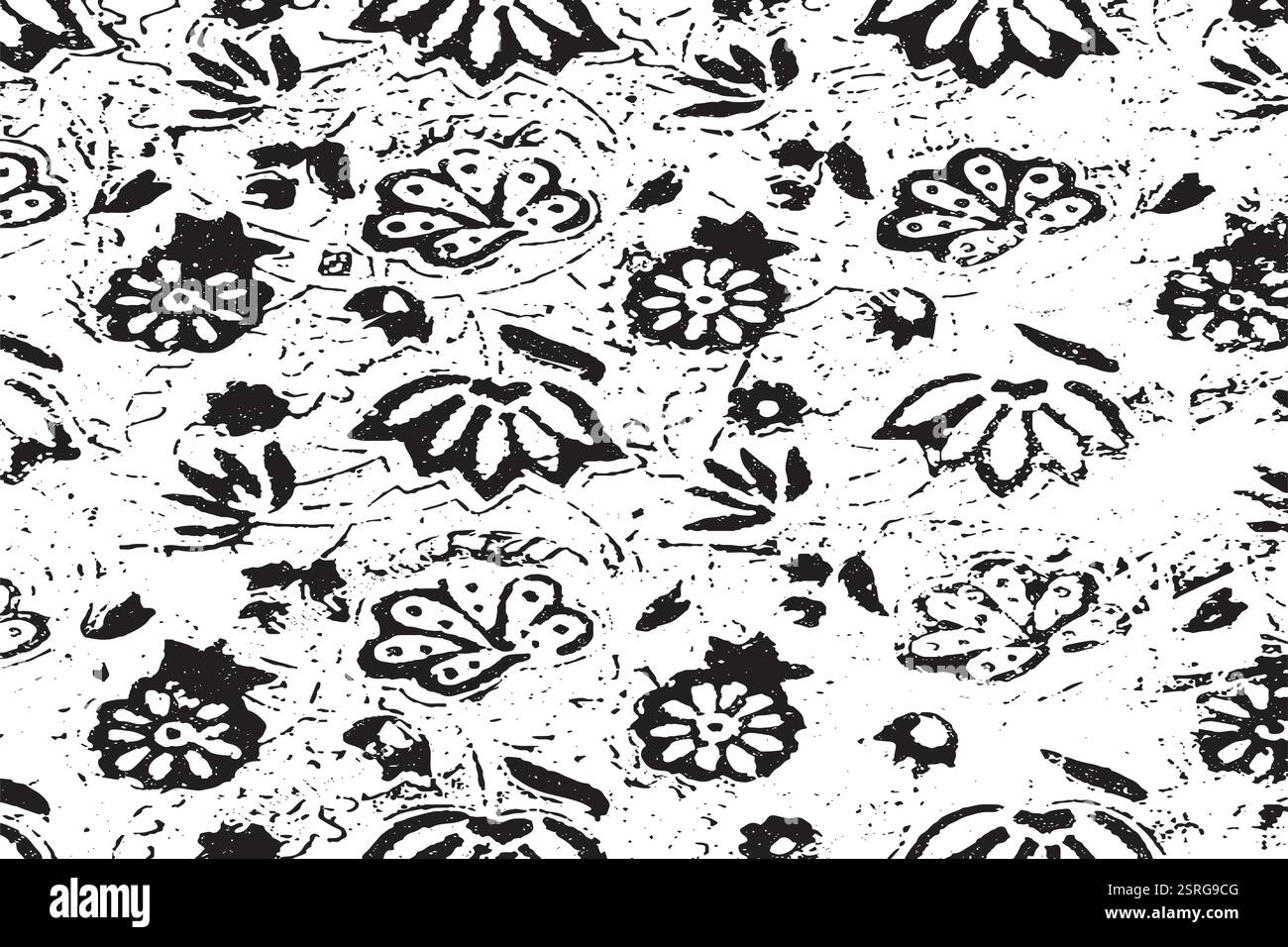 Elegante motivo senza cuciture con fiori ed elementi di design. Motivo floreale per inviti, biglietti, stampa, confezione regalo, produzione, tessuto, tessuto. Illustrazione Vettoriale
