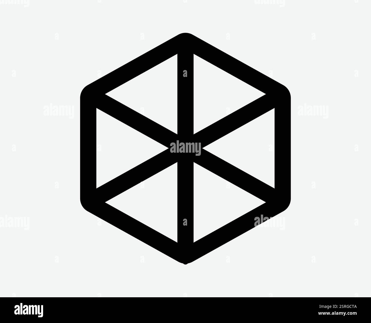 Forma sezione torta esagonale geometria parti sezione contorno icona simbolo bianco nero simbolo simbolo grafico vettore Illustrazione Vettoriale