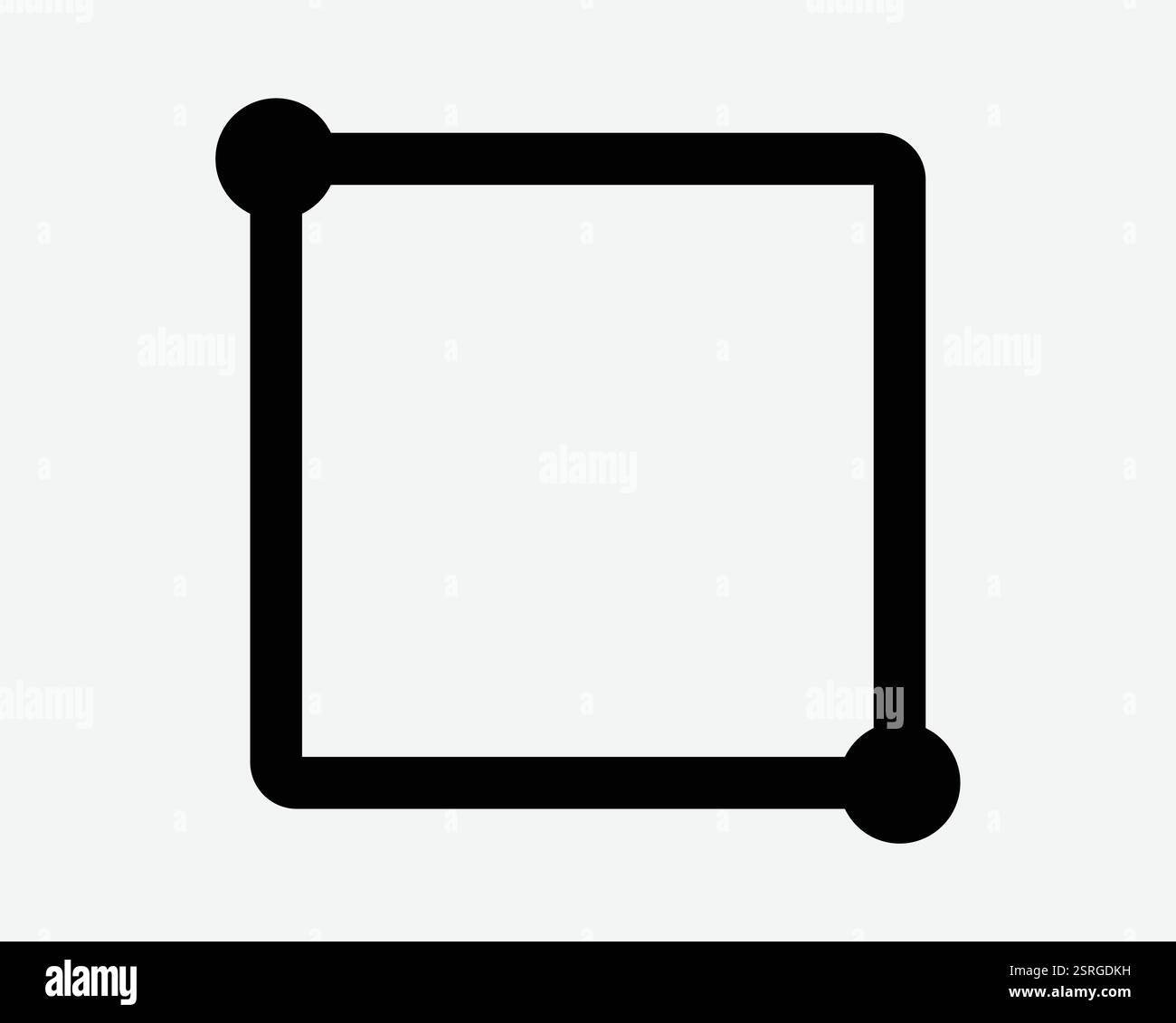 Angolo quadrato punto in alto a sinistra in basso a destra contorno linea percorso icona bordo scala disegno simbolo bianco nero simbolo grafico vettore illustrazione grafica Illustrazione Vettoriale