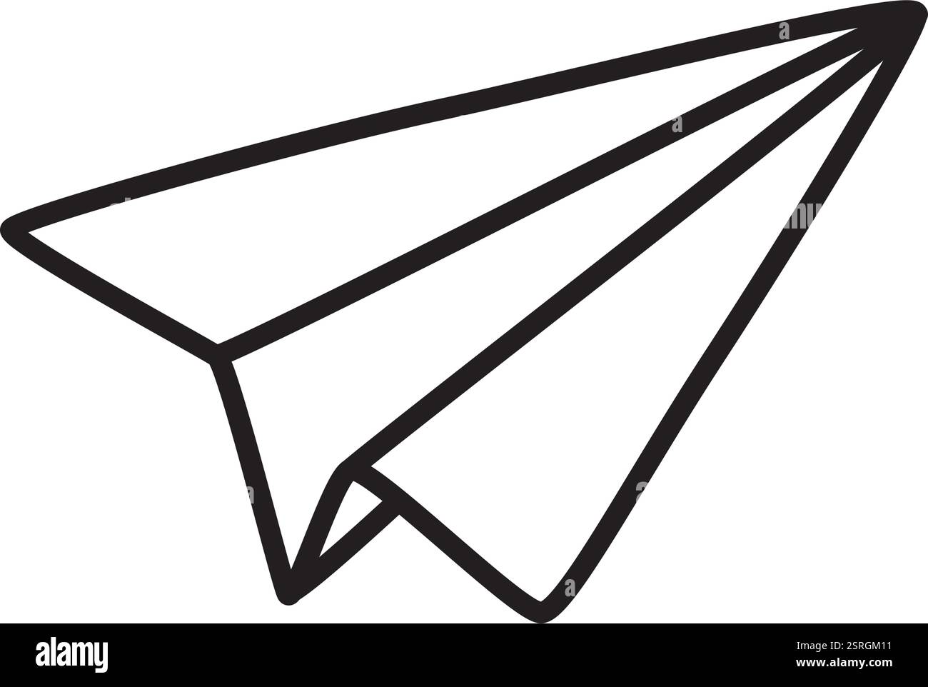 Icona aeroplano in carta Doodle disegnata a mano con una linea sottile in stile minimalista Illustrazione Vettoriale