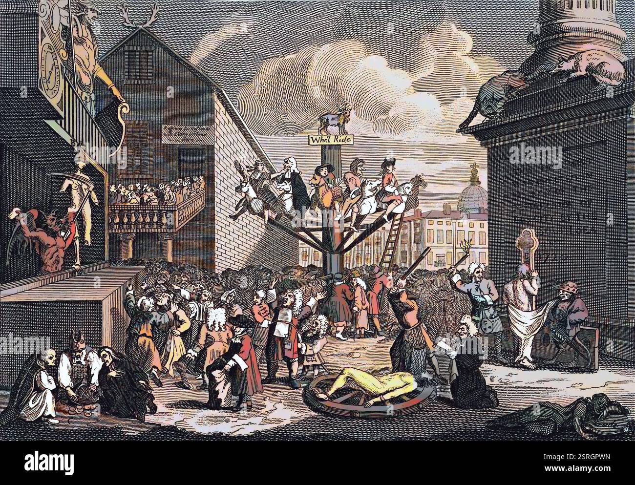 Stampa emblematica del South Sea Scheme, 1721. (Caricatura sulla South Sea Bubble, Inghilterra 1720) (South Sea Company). DOPO William Hogarth. Foto Stock