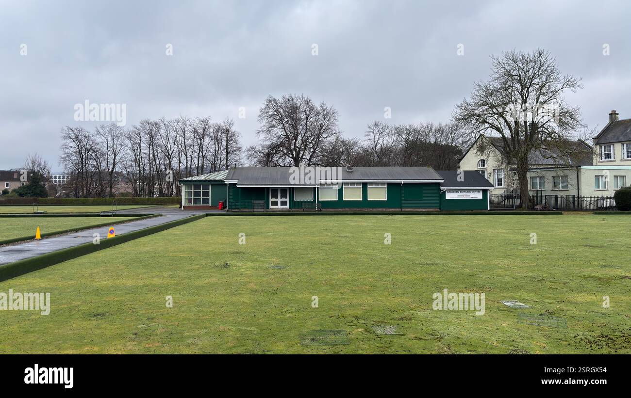 Balgreen Bowling Green e club House a Edimburgo. Bowling. Giorno coperto in primavera - Immagine stock catturata con smartphone