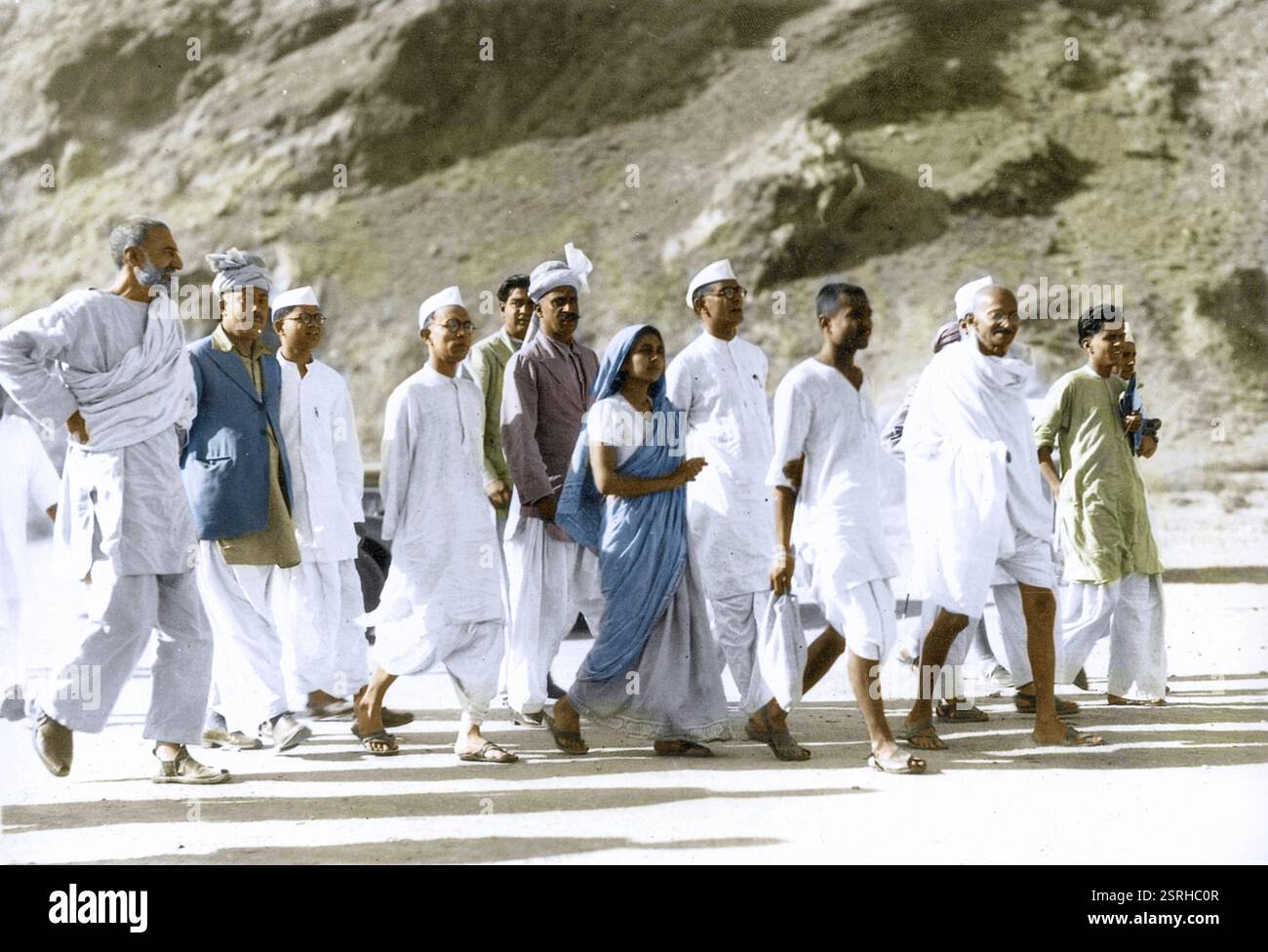 Mahatma Gandhi e entourage in Khyber Pass, India, Asia, 5 maggio 1938, Asia Foto Stock