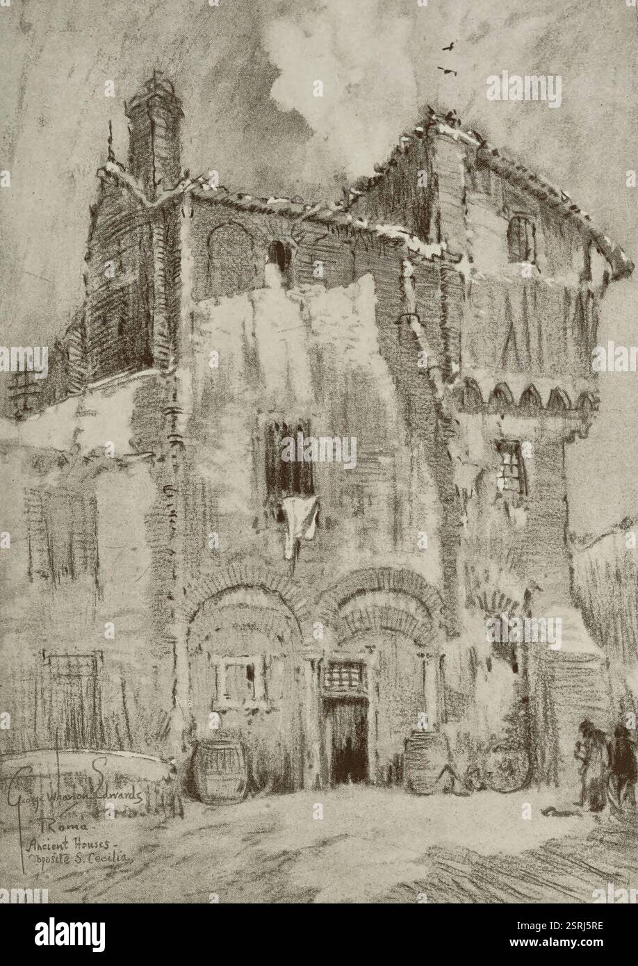 Case antiche a Roma, Italia - George Wharton Edwards, 1928 circa Foto Stock