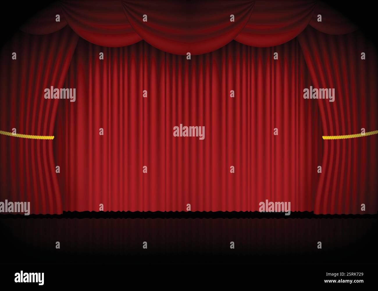 Tende da opera, cinema o teatro. Riflettori puntati sullo sfondo di tende chiuse in velluto. Illustrazione vettoriale Illustrazione Vettoriale