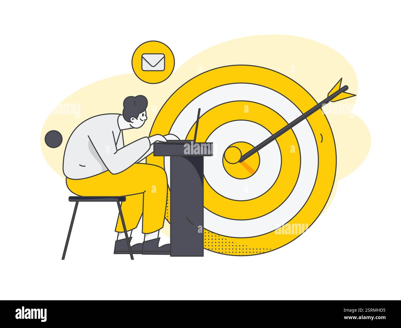 Immagine vettoriale piatta di persone che operano sul luogo di lavoro Illustrazione Vettoriale