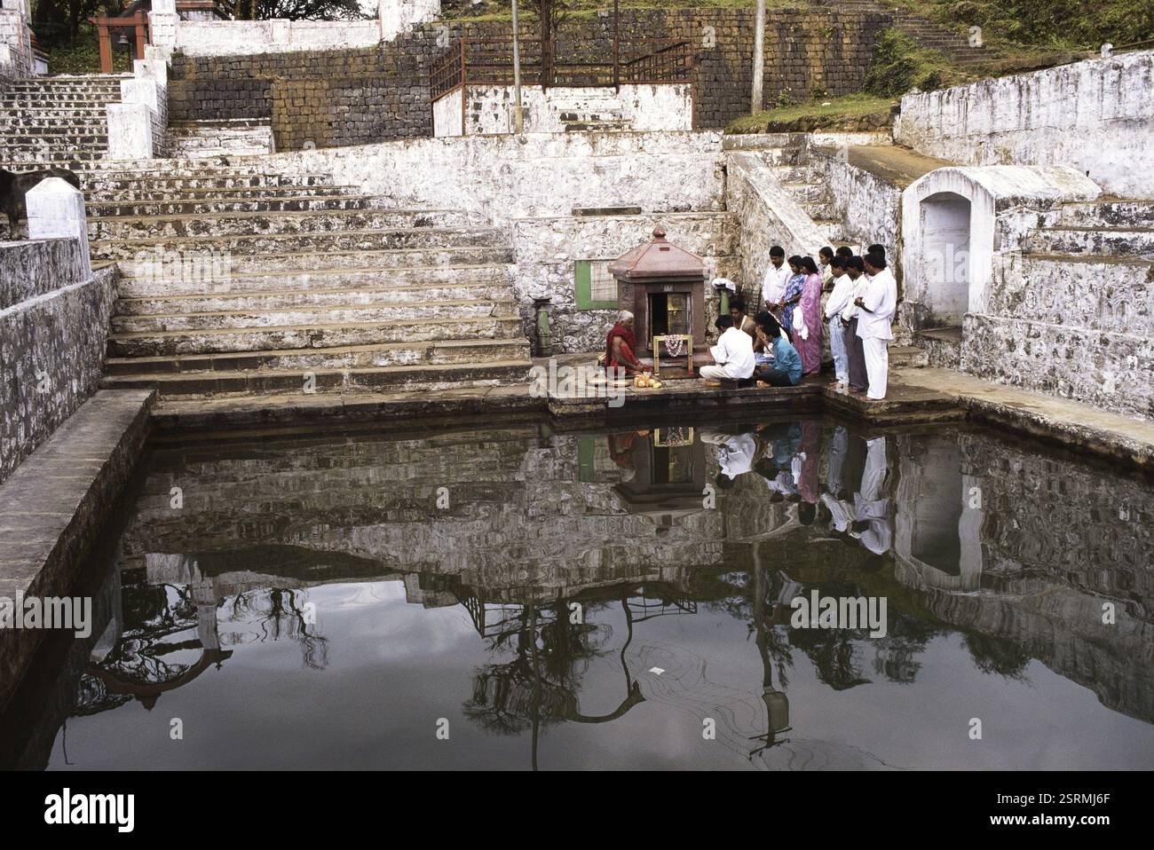 Talacauvery sorgente del fiume santo Cauvery, Karnataka, India, Asia Foto Stock