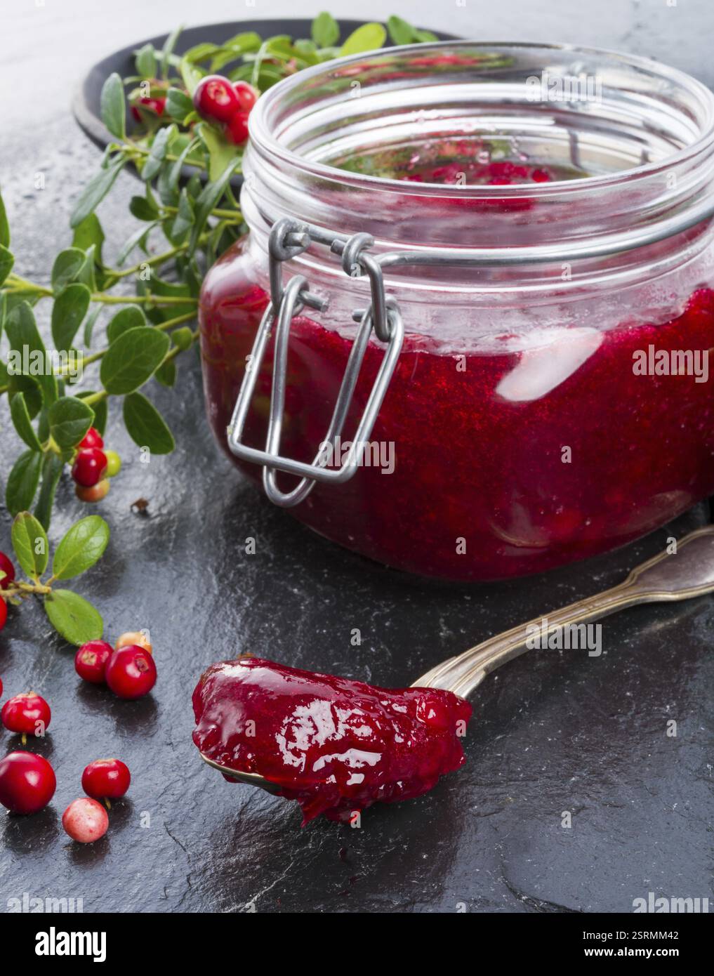 Marmellata di mirtilli rossi Foto Stock