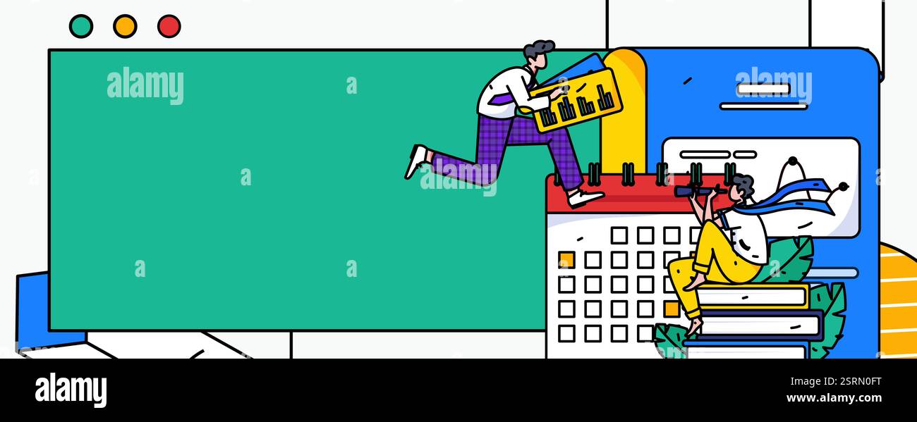 Immagine vettoriale piatta di persone che operano sul luogo di lavoro Illustrazione Vettoriale