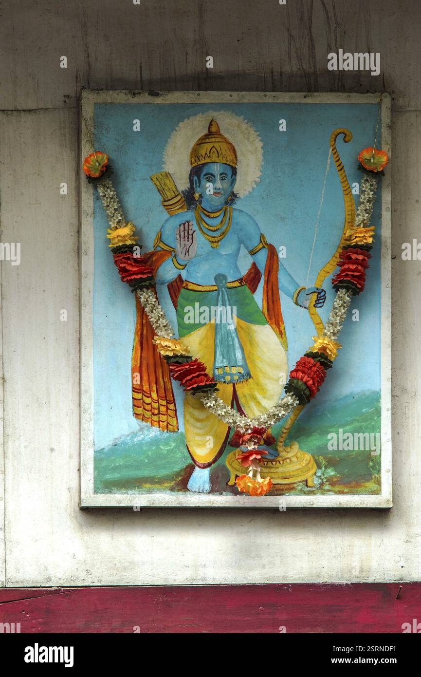 Signore Ram dipinta su shop, Sangli, Maharashtra, India, Asia Foto Stock