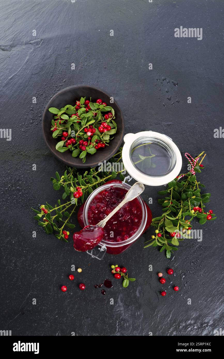 Marmellata di mirtilli rossi Foto Stock