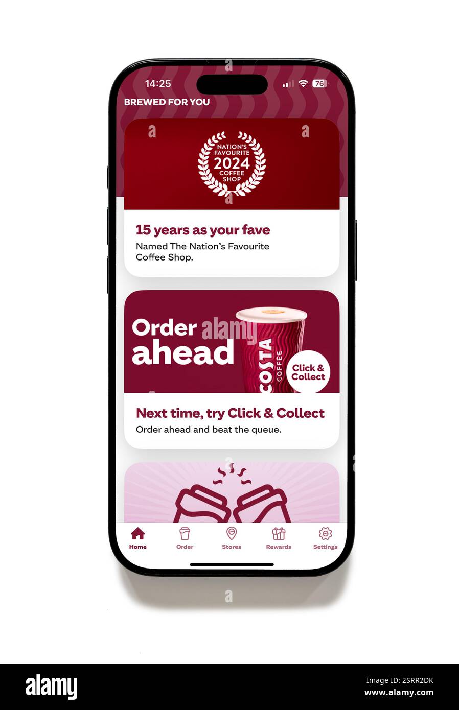L'app Costa Coffee su iPhone 16 Plus Foto Stock