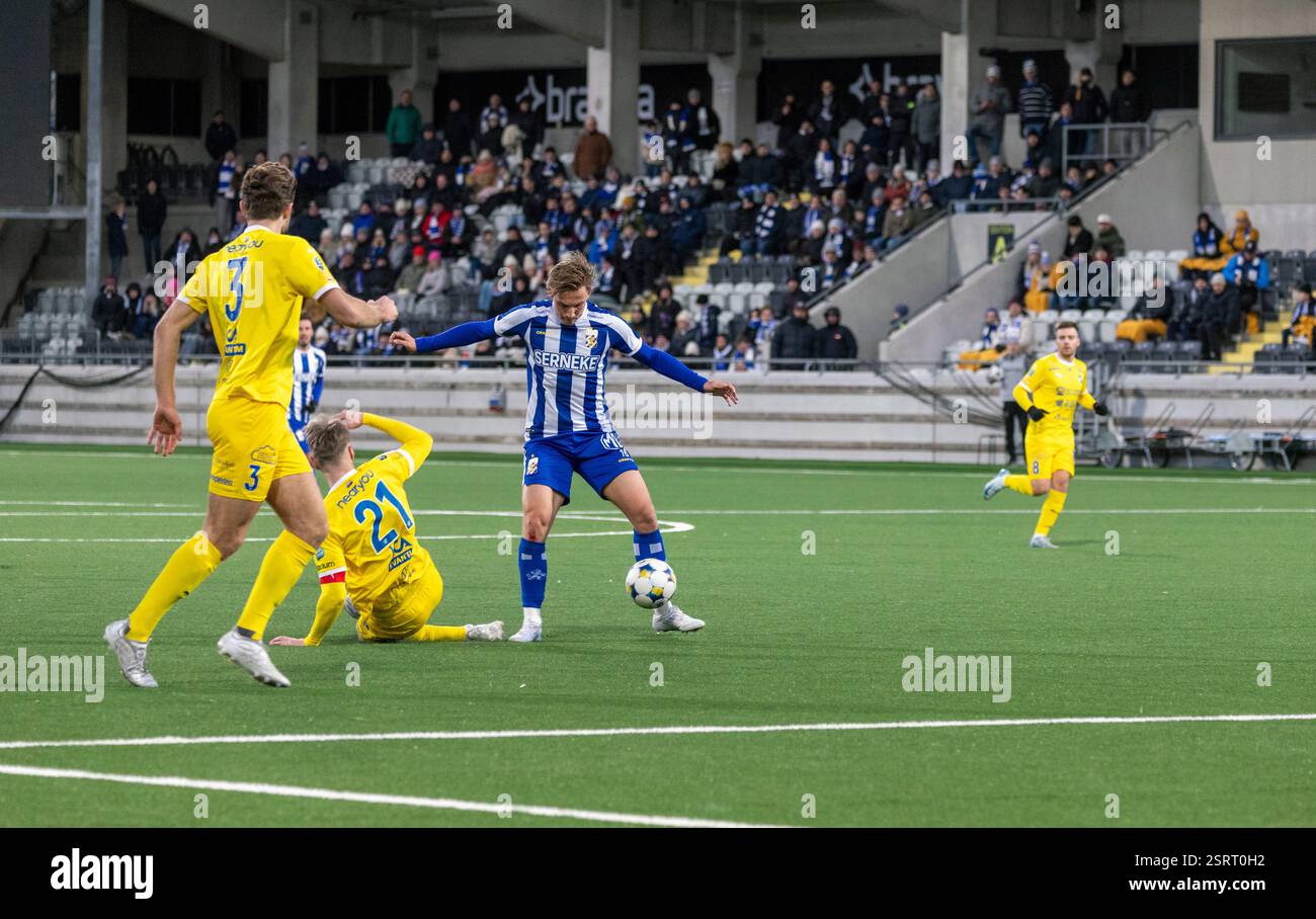 Gothenburg, Svezia. 16 febbraio 2025. Momento in partita tra l'IFK Gothenburg e l'IK Oddevold alla Bravida Arena. Crediti: Per Ljung/Alamy Live News Foto Stock