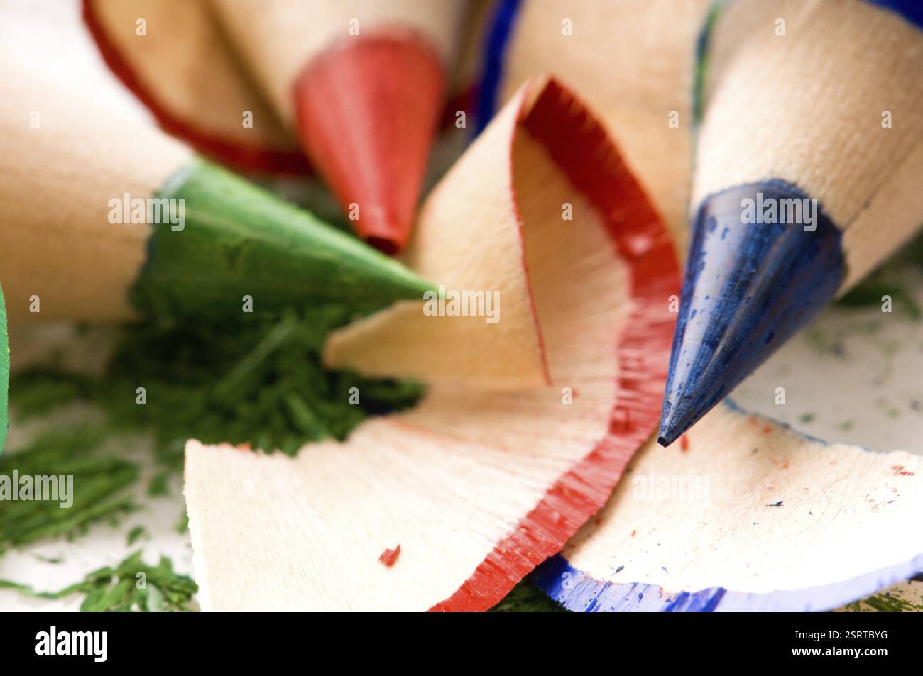 Matite affilate e trucioli di legno, polonia Foto Stock