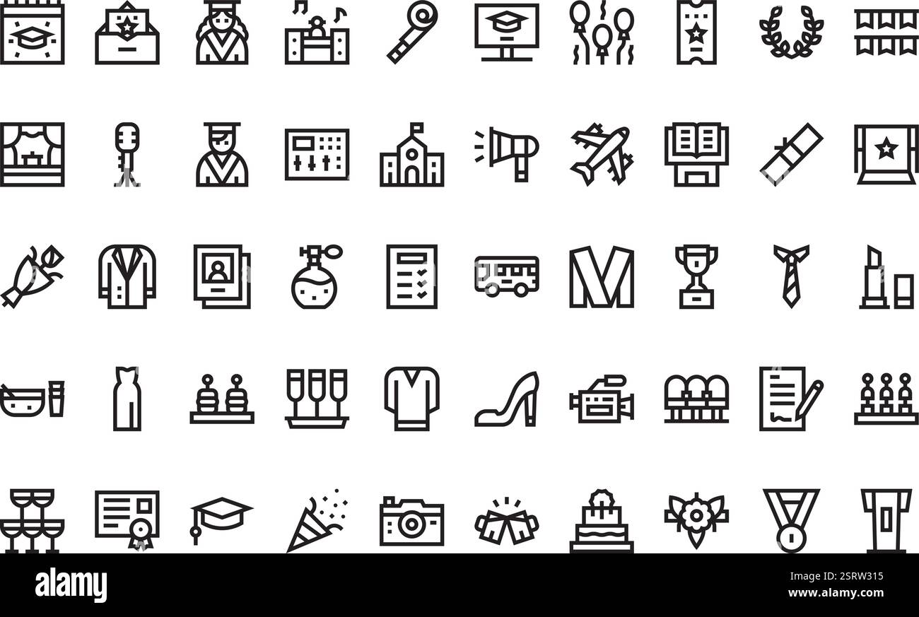 Raccolta di icone vettoriali di alta qualità con traccia modificabile. Ideale per progetti professionali e creativi. Illustrazione Vettoriale