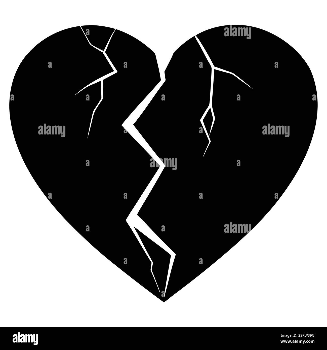 Icona del cuore spezzato che rappresenta la perdita e la tristezza Illustrazione Vettoriale