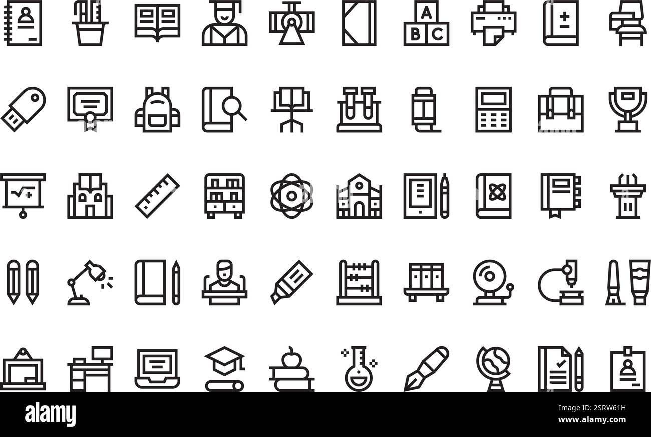 Raccolta di icone vettoriali di alta qualità con traccia modificabile. Ideale per progetti professionali e creativi. Illustrazione Vettoriale