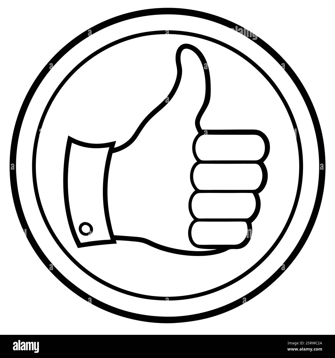 Mano che dà un'icona di feedback positivo con il pollice in alto Illustrazione Vettoriale