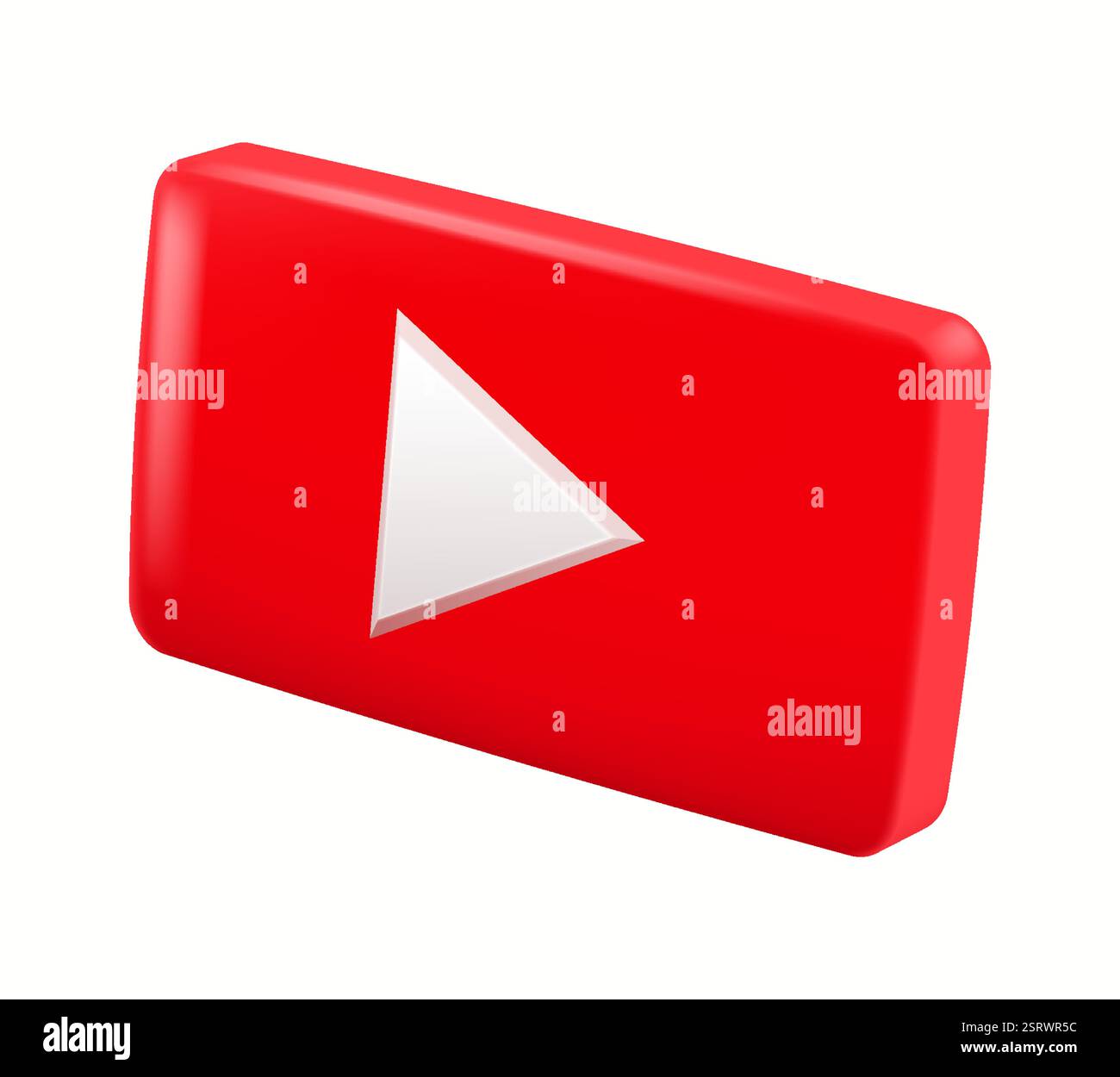 Illustrazione 3D realistica di un pulsante di riproduzione rosso che simboleggia i contenuti video, le piattaforme di streaming e il consumo di contenuti multimediali online. Illustrazione Vettoriale