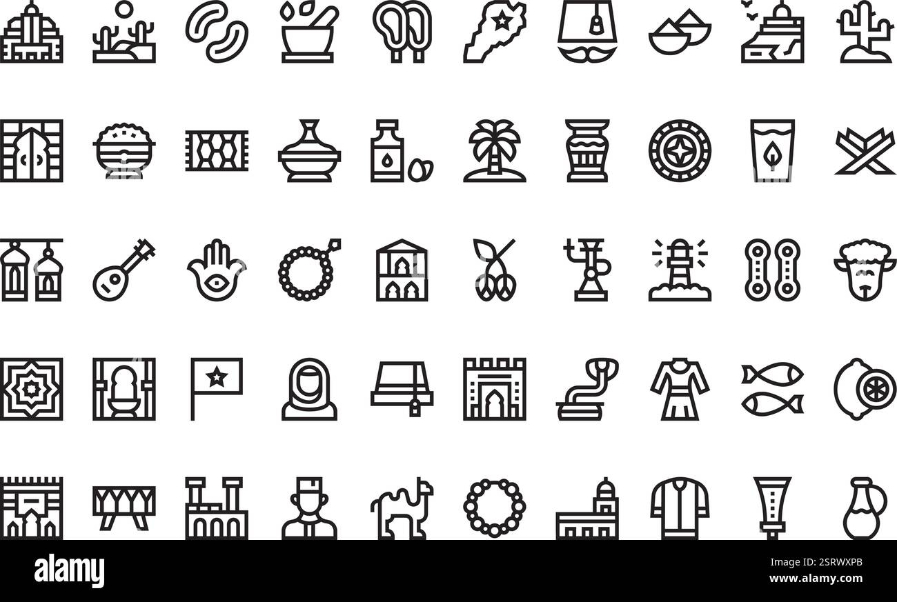 Raccolta di icone vettoriali di alta qualità con traccia modificabile. Ideale per progetti professionali e creativi. Illustrazione Vettoriale