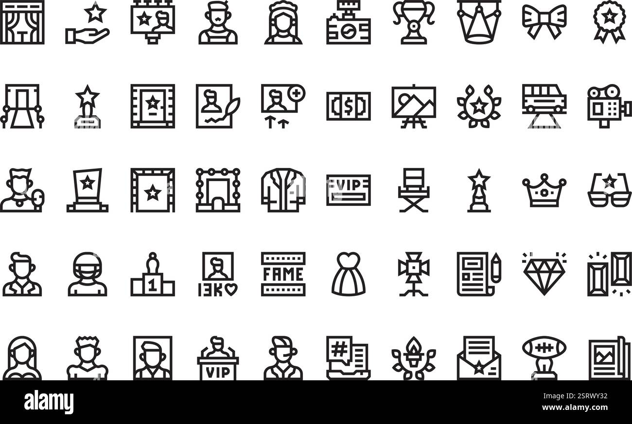 Raccolta di icone vettoriali di alta qualità con traccia modificabile. Ideale per progetti professionali e creativi. Illustrazione Vettoriale