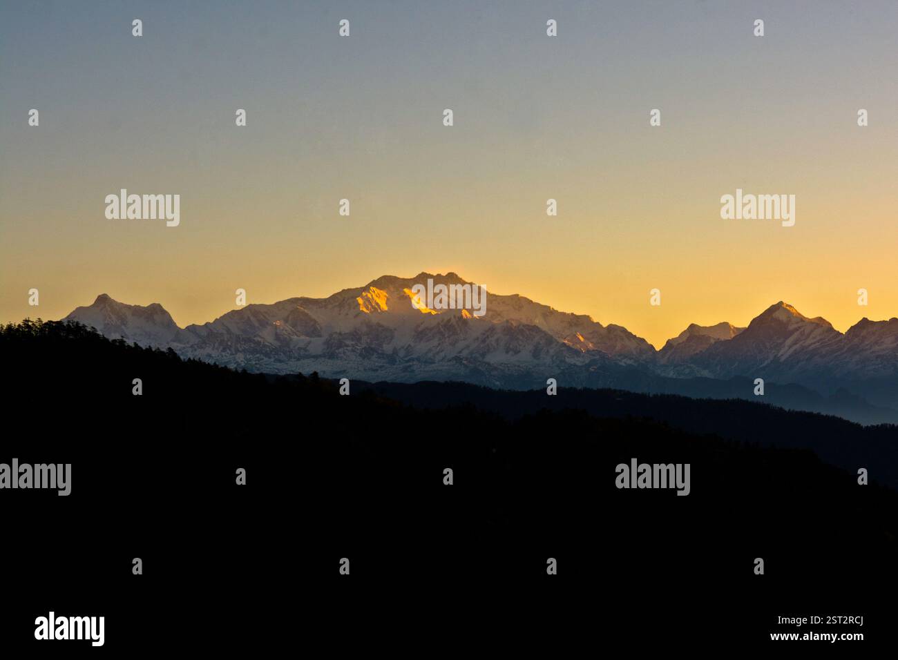 kanchenjunga baciata dal sole Foto Stock