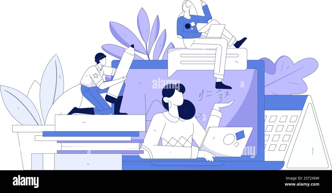 Illustrazione disegnata a mano del concetto di vettore piatto delle persone educative e formative Illustrazione Vettoriale