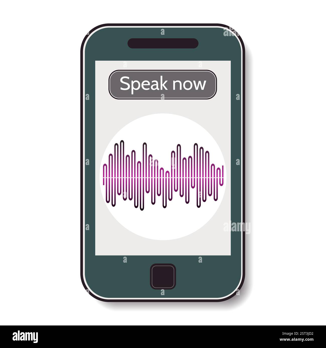 Riconoscimento vocale. Telefono cellulare con programma di riconoscimento vocale sullo schermo. Illustrazione vettoriale. Illustrazione Vettoriale