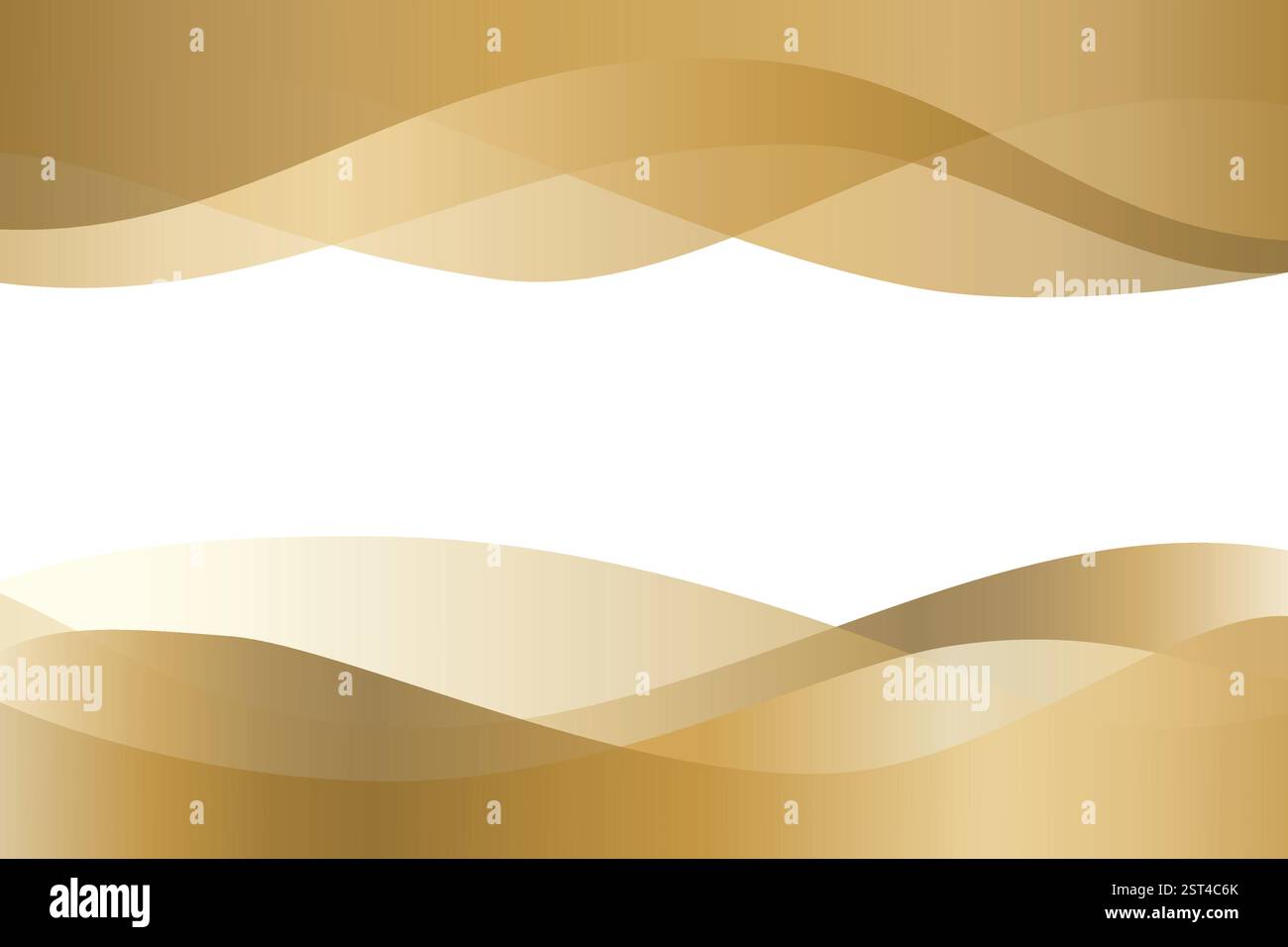 Sfondo vettoriale delle onde dorate per il testo inserito su sfondo bianco. Divisore elegante lucido, modello di separazione Illustrazione Vettoriale