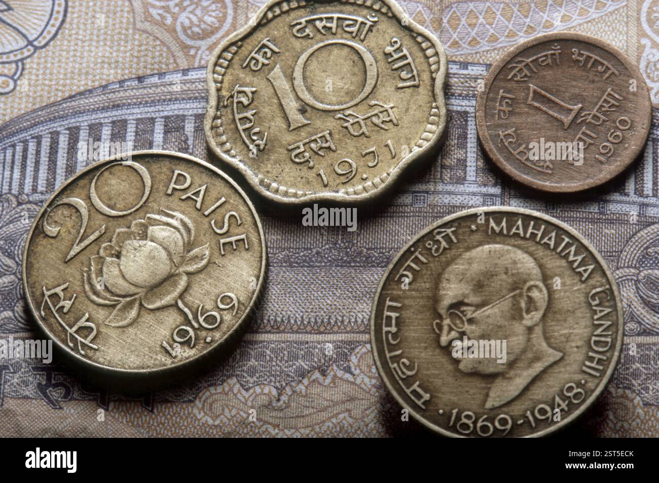 Valuta, banconote e monete, India, Asia Foto Stock
