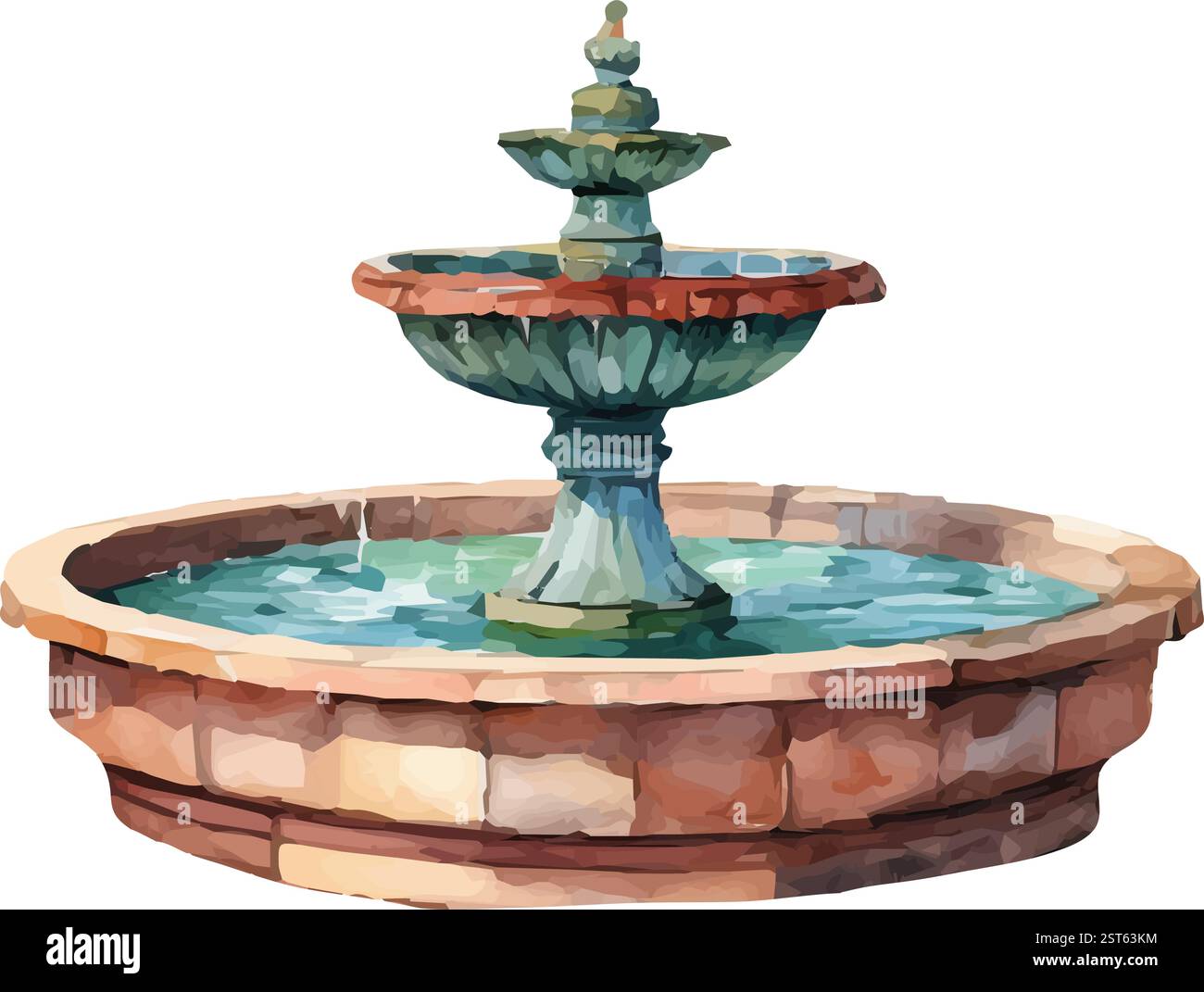 Illustrazione vettoriale acquerello di fontana antica Illustrazione Vettoriale